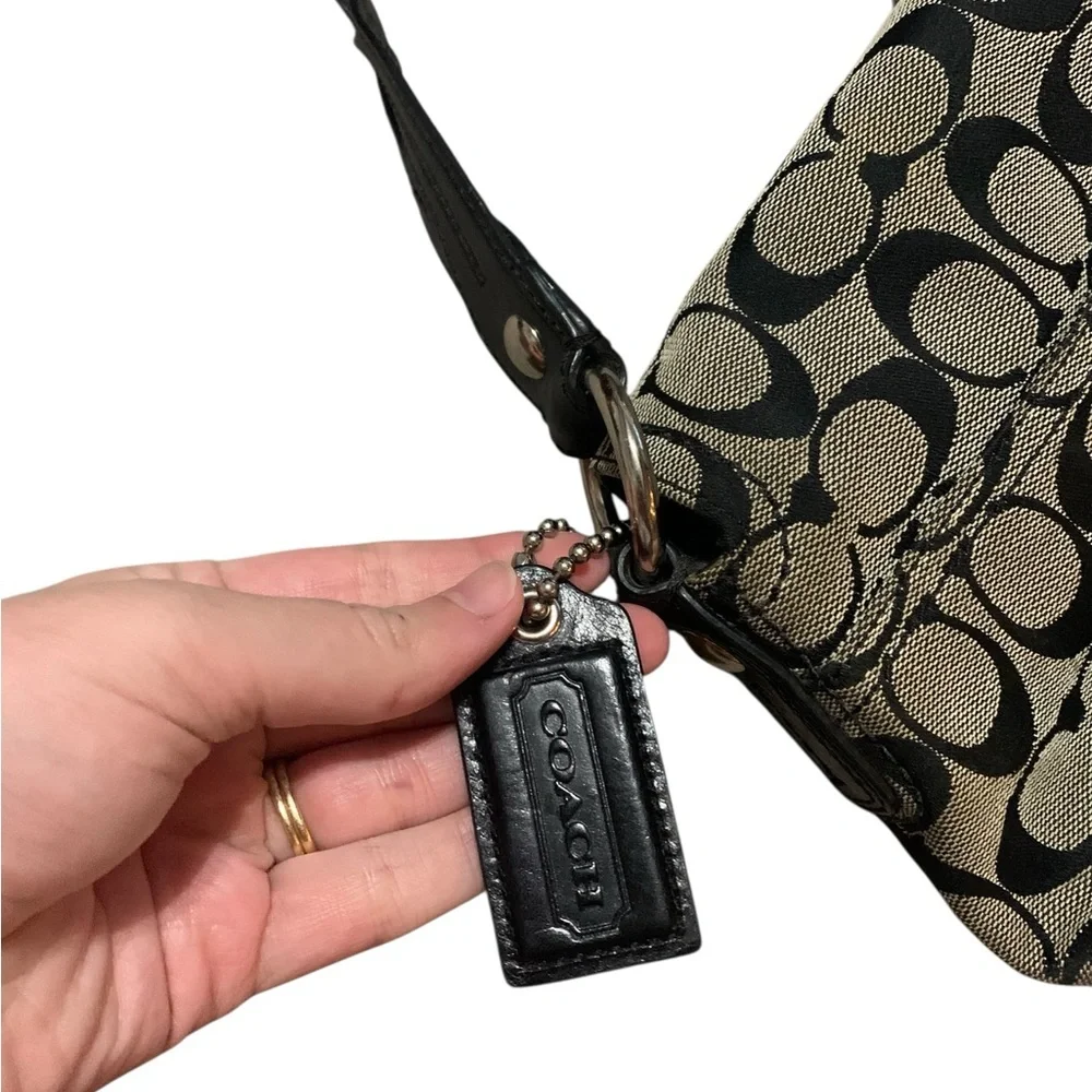 Coach Soho Signature Y2K shoulder bag in Grey with a big black buckle